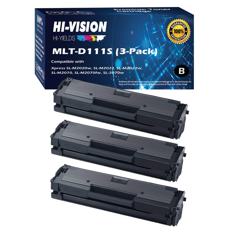 HI-VISION HI-YIELDS Compatible Toner Cartridge Replacement for Samsung MLT-D111S ( Black , 3 pk ) - Image 1